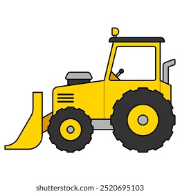 Ilustração de Bulldozer de Cartoon Vetorial no Plano de Fundo Branco