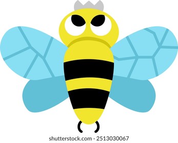 Vector de dibujos animados de abejorro. Divertido insecto prehistórico. Escarabajo del bosque. Abeja del bosque lindo o ilustración de avispa para niños aislados sobre fondo blanco. Icono de bicho tropical o de selva tropical
