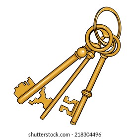 Vector Cartoon Bunch of Antique Keys