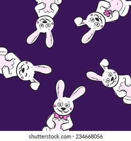 Vector cartoon bunnies. Rabbit sketch.