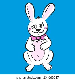 Vector cartoon bunny. Rabbit sketch.