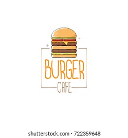 vector cartoon burger cafe logo design template with hamburger . label design element or burger house logo concept