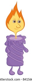 Vector cartoon, burning candle boy on white background
