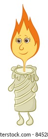 Vector cartoon, burning candle girl on white background