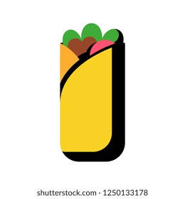 Vector Cartoon Burrito Icon Isolated On White Background