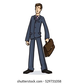 Vector Cartoon Business Character with a Briefcase. Office Worker