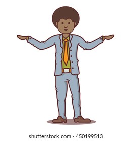 Vector cartoon business man with afro