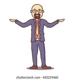 Vector cartoon business man bald with beard