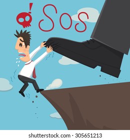 Vector Cartoon Businessman Being Kicked Out, illustration  