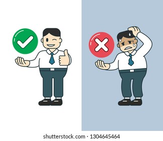 Vector cartoon businessman expressing different emotions for design.