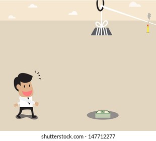 Vector cartoon of Businessman money and timer trap