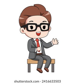 vector cartoon businessman, in neat and formal clothes