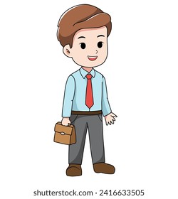 vector cartoon businessman, in neat and formal clothes