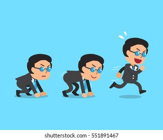 Vector cartoon businessman running step