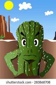 vector cartoon cactus and nature