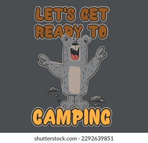 vector cartoon camping bear character print 