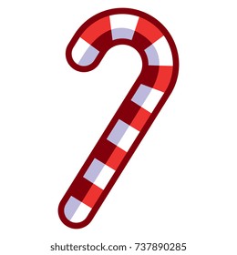 Vector Cartoon Candy Cane Isolated On White Background