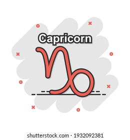 Vector cartoon capricorn zodiac icon in comic style. Astrology sign illustration pictogram. Capricorn horoscope business splash effect concept.