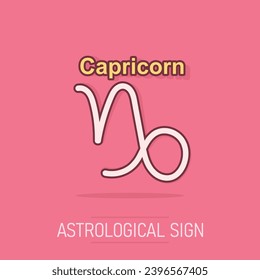 Vector cartoon capricorn zodiac icon in comic style. Astrology sign illustration pictogram. Capricorn horoscope business splash effect concept.