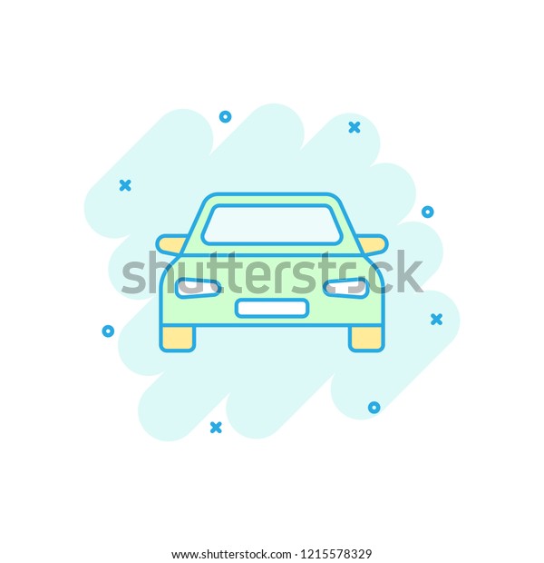 Vector\
cartoon car icon in comic style. Automobile vehicle illustration\
pictogram. Car sedan splash effect\
concept.