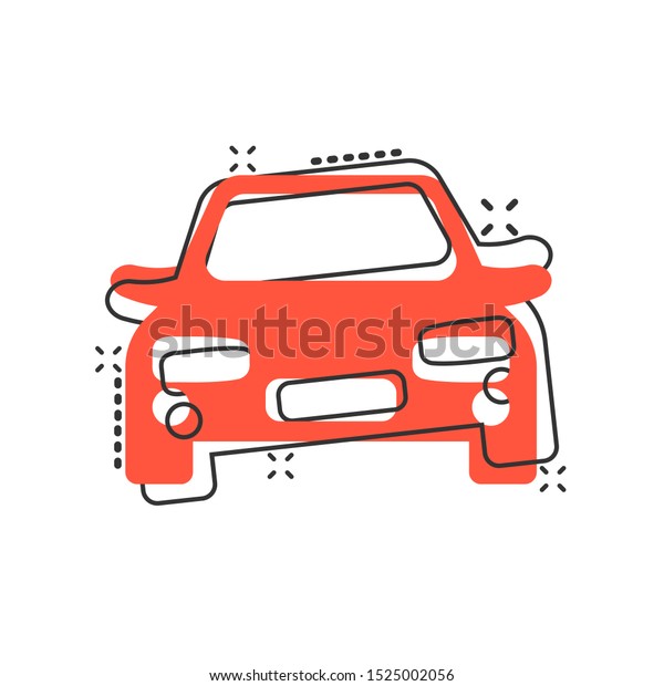 Vector\
cartoon car icon in comic style. Automobile vehicle illustration\
pictogram. Car sedan splash effect\
concept.