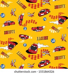 Vector Cartoon Car Pattern. Ready to Print for kids