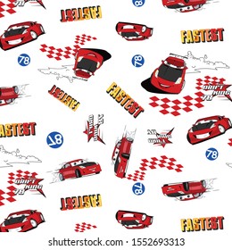 Vector Cartoon Car Pattern. Ready For Print for Kids