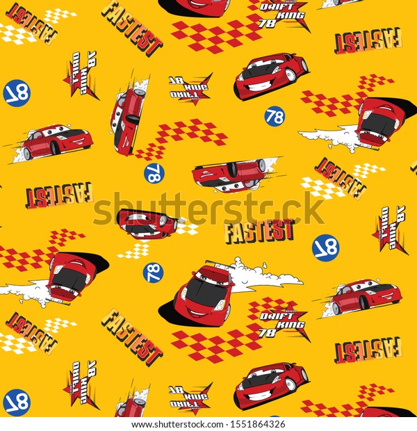 Vector\
Cartoon Car Pattern. Ready to Print for\
kids