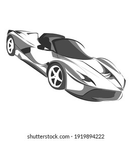 Vector cartoon car in silver color