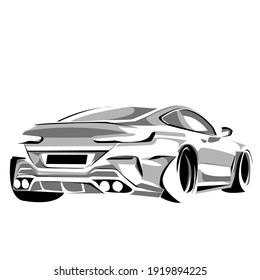Vector cartoon car in silver color