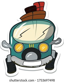 Vector cartoon car sticker road trip family vacations