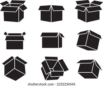 vector Cartoon cardboard box 3d perspective. Empty storage flat color illustration. empty Packaging delivery. Shipping icon post