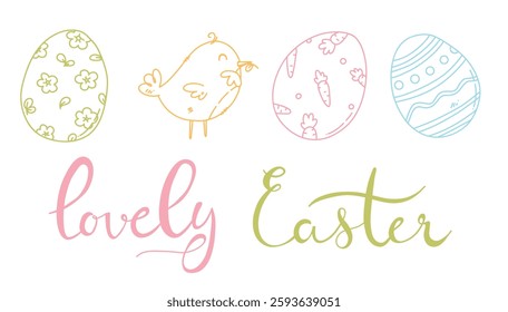 vector cartoon cards with eggs. cute print for Easter holiday