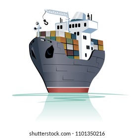 Vector cartoon cargo ship. Available EPS-10 separated by groups and layers