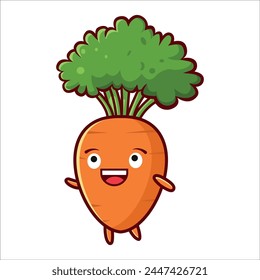 vector cartoon, carrot character with smiling pose.