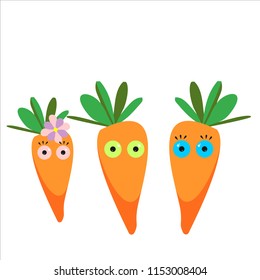 Vector cartoon carrots family