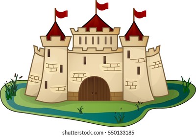 Vector cartoon castle for the game