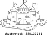 Vector cartoon castle for games, coloring for kids