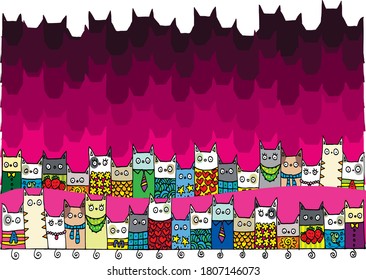 Icono de fondo de gatos de dibujos animados