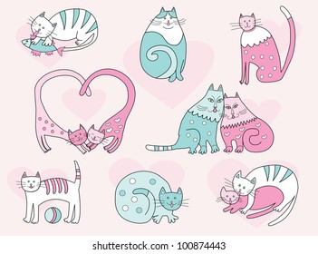 vector cartoon cats collection