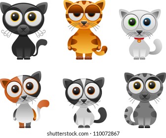 vector cartoon cats set 1