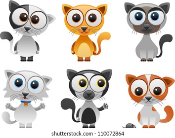 vector cartoon cats set 2