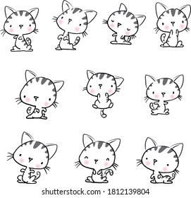 vector cartoon cats set background