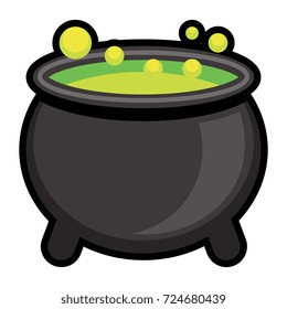 Vector Cartoon Cauldron Icon Isolated On White Background