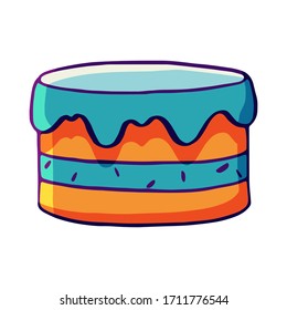 Pastel de caricatura vectorial con crema. Ilustración de material aislada en un fondo blanco.