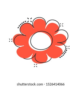 Vector cartoon chamomile flower icon in comic style. Daisy concept illustration pictogram. Camomile business splash effect concept.