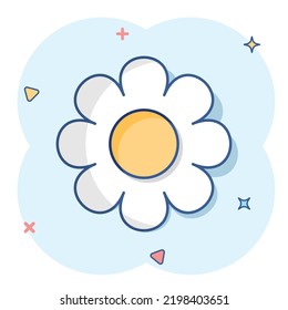 Vector cartoon chamomile flower icon in comic style. Daisy concept illustration pictogram. Camomile business splash effect concept.