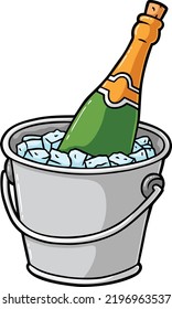 Vector Cartoon Champagne On Bucket With Ice