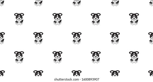 Vector cartoon character american shepherd dog seamless pattern background for design.