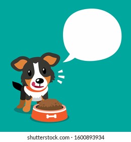 Vector cartoon character american shepherd dog and white speech bubble for design.